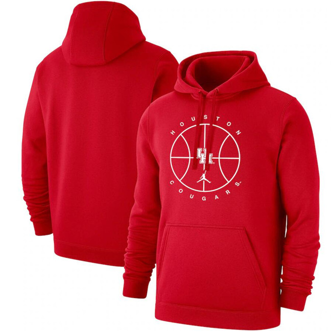Men's Houston Cougars Red Basketball Icon Club Fleece Pullover Hoodie
